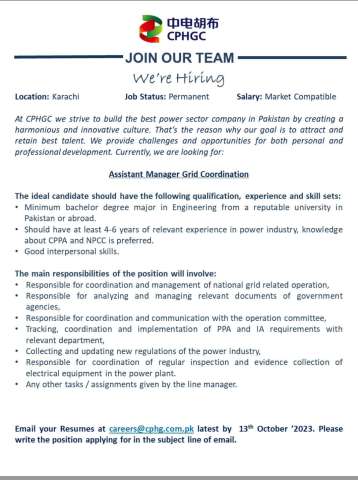 Assistant Manager Grid Coordination