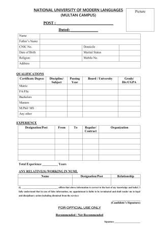 Computer Lab Assistant @ NUML Regional Campus, Multan