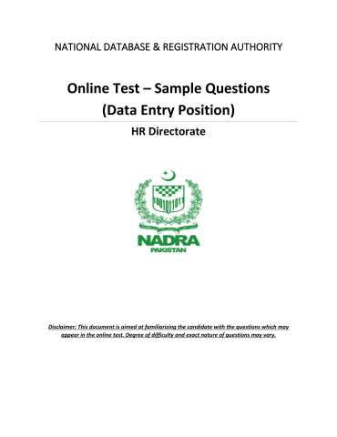 Data Entry Executive (Sukkur, Shikarpur, Shaheed Benazirabad, Khairpur)