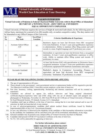 Assistant Admin Officer (J-IV)