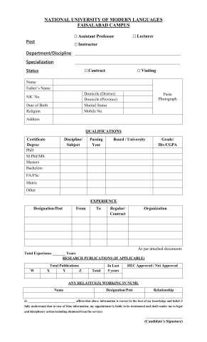 Assistant Professor / Lecturer (Computer Science, Software Engineering, Information Technology, Physics, Management Sciences, English, Psychology, Chinese) @ NUML University, Faisalabad Campus