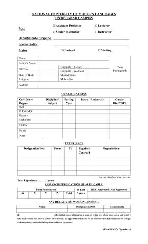 Senior Instructor / Instructor (Chinese, German) @ NUML Regional Campus, Hyderabad