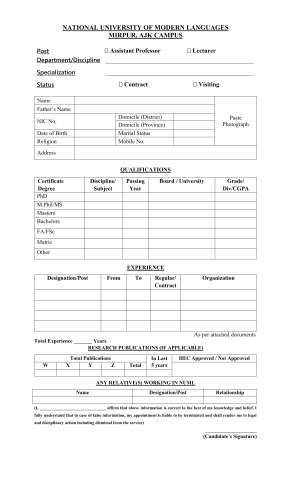 Assistant Professor / Lecturer (Computer Science, Software Engineering, Mathematics, Statistics, English, Environmental Studies, Economics, Socialogy, Islamic Studies, History, Civics) @ NUML University, Mirpur Campus