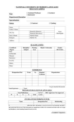 Assistant Professor / Lecturer (English, Management Sciences, Psychology, Education, Information Technology, Computer Science, Software Engineering) @ NUML University, Multan Campus
