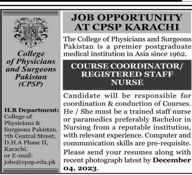 Course Coordinator / Registered Staff Nurse (RSN)