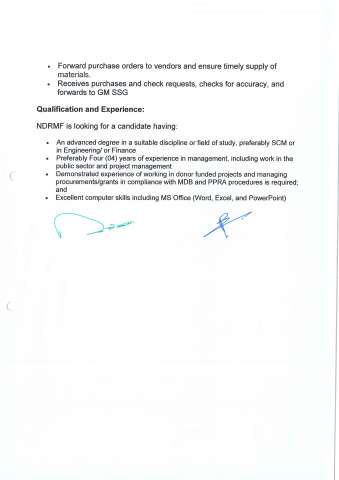 Assistant Manager - Procurement @ National Disaster Risk Management Fund (NDRMF)