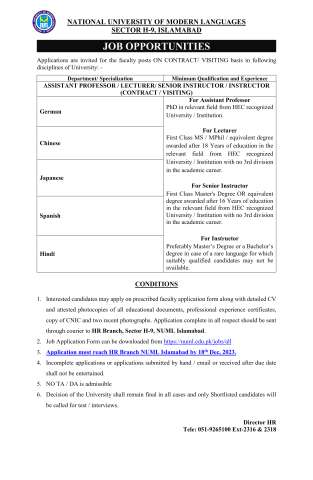 Assistant Professor / Lecturers / Senior Instructor / Instructor