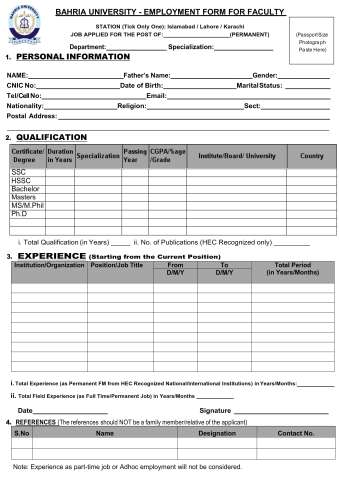 Regular Faculty Required at Department of Computer Science @ Bahria University (BUIC), Islamabad Campus