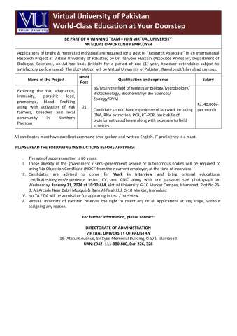 Research Associate (Walk-in Interview)