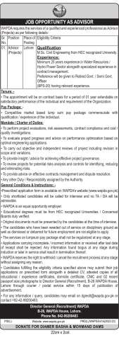 Thumbnail of Advisor (Projects) @ Pakistan Water and Power Development Authority (WAPDA)