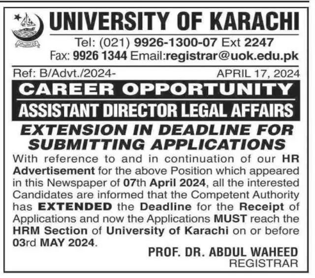 Assistant Director Legal Affairs