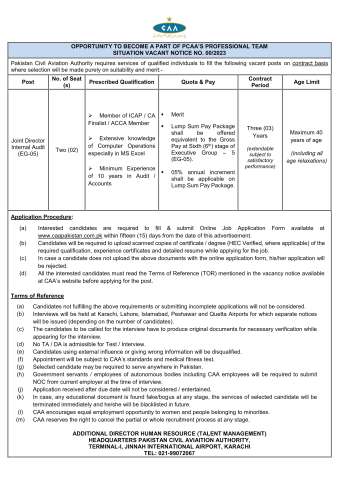 Joint Director Internal Audit (EG-05)