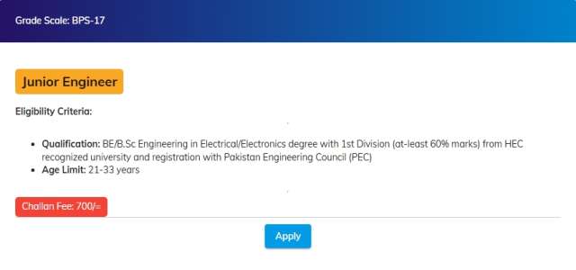 Junior Engineer (BPS-17)