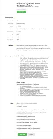 Information Technology Service Management Analyst