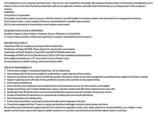 Assistant Manager Data Analytics