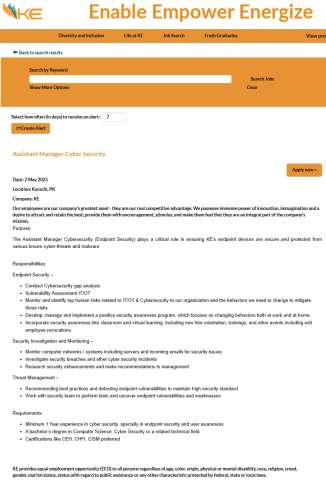 Assistant Manager Cyber Security