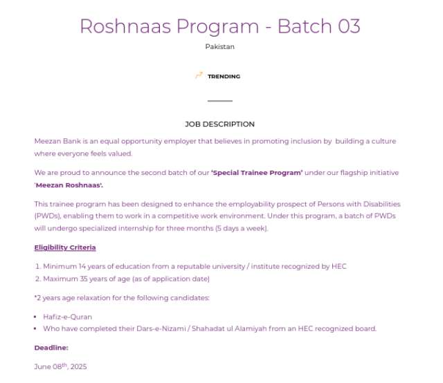 Roshnaas Program - Batch 03