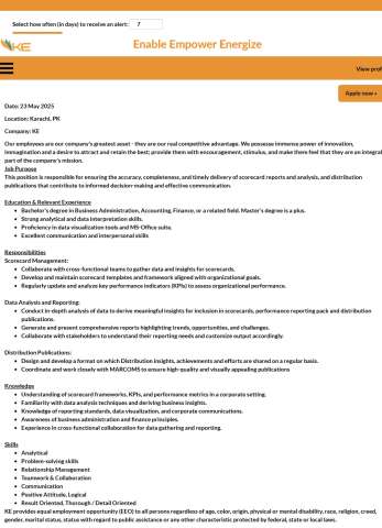 Assistant Manager Scorecard Publication