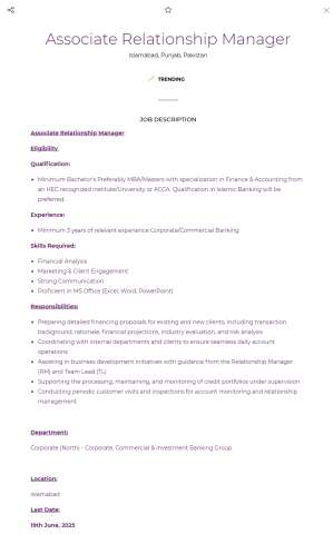 Associate Relationship Manager