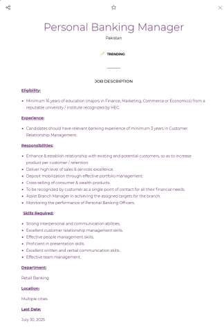 Personal Banking Manager