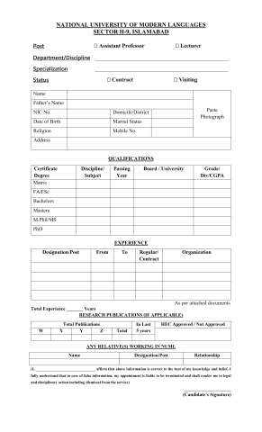 Lecturer (Electrical Engineering) @ NUML Main Campus Islamabad