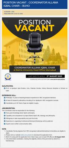 Coordinator - Allama Iqbal Chair