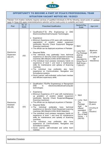 Electronics Supervisor (SG-07)