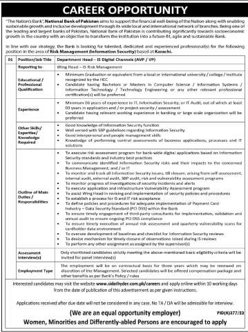 Department Head - IS Digital Channels (AVP / VP)