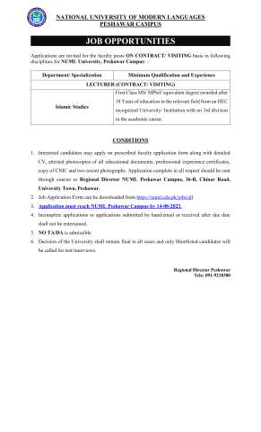 Lecturer (Islamic Studies)