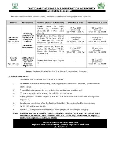 Data Entry Executive (Peshawar)