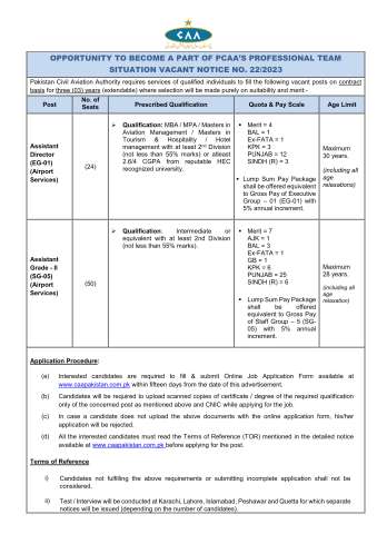 Assistant Director (EG-01) (Airport Services)